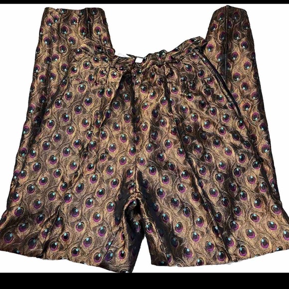 SERGE AZAR Pants Straight Neiman Marcus Vintage Metallic Peacock Paris Bronze 0 - Picture 2 of 7